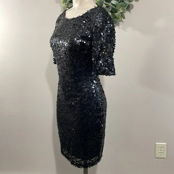 Ark & Co Black Sequin Scoop Back Shirt Sleeve Dress S - Picture 4 of 16